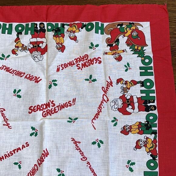 Vintage Paris Accessories cotton Christmas scarf featuring Santa & his elves - Picture 4 of 8